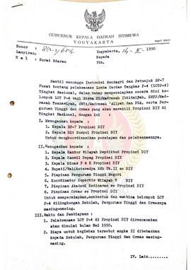 Surat Edaran Nomor 893.3/654 dari Gubernur Kepala Daerah Istimewa Yogyakarta kepada – perihal Pel...