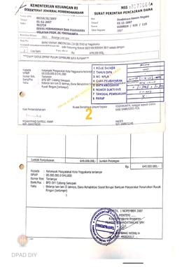 Surat Perintah Pencairan Dana kepada Kelompok Masyarakat Kota Yogyakarta untuk Belanja Lain-lain ...