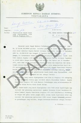 Nota dinas surat dari Biro Hukum kepada Sekwilda Prov. DIY tentang Net Konsep surat Sri Paduka Ti...
