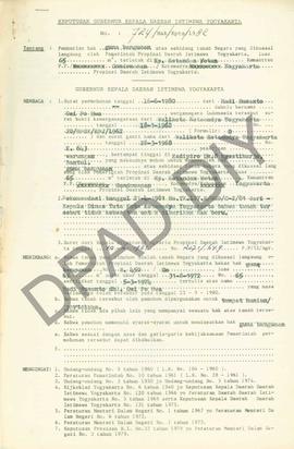 Surat Keputusan Gubernur Kepala DIY, No. 724/Hak/Kpts/1982 tanggal          25 Juni 1982 tentang ...
