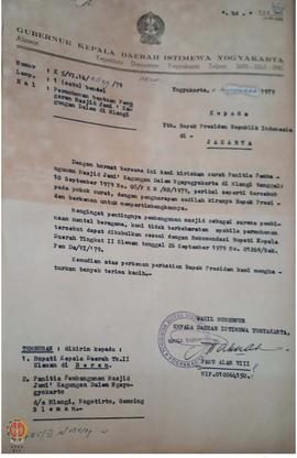Surat Wagub DIY kepada Presiden RI tentang permohonan bantuan pemugaran Masjid Jami’ di Mlangi