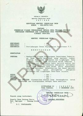 Keputusan Menteri Departemen Pekerjaan umum No. 659/KPTS/1991 tentang  pemberian piagam pengharga...