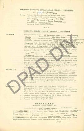 Surat Keputusan Gubernur Kepala DIY, No. 812/Hak/Kpts/1982 tanggal         30 Juli 1982 tentang P...