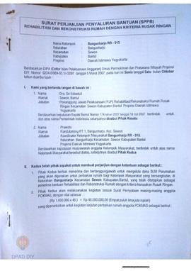 Surat Perjanjian Penyaluran Bantuan Rehabilitasi dan Rekonstruksi Rumah (SPPB),  Nama Kelompok Ba...
