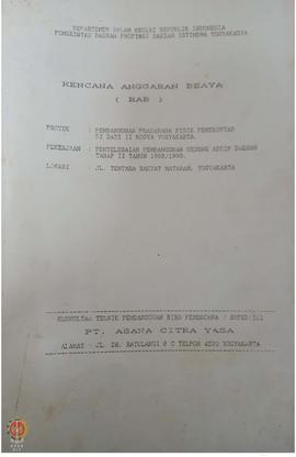 Rencana Anggaran Biaya Pembangunan Prasarana Fisik Pemerintah Dati II Kodya Yogyakarta tentang pe...