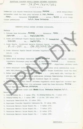Surat Keputusan Gubernur DIY No. 72/Id2/KPTS/1986 tentang pemberian ijin kepada Pemerintah Kalura...