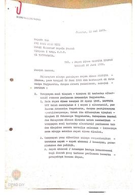 Surat dari Sri Sultan HB IX tanggal 29 Mei 1985 kepada Sri Paduka Paku Alam VIII Wagub DIY periha...
