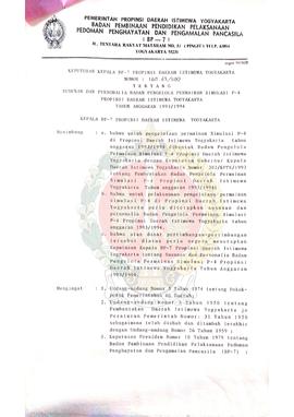 Keputusan Kepala BP-7 Provinsi Daerah Istimewa Yogyakarta Nomor 188.43/1189 Tentang Susunan dan P...