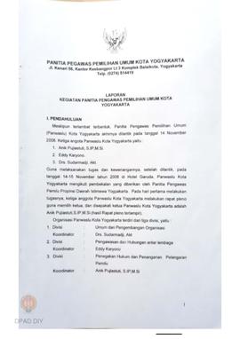 Laporan Kegiatan Panitia Pengawas Pemilihan Umum Kota Yogyakarta Bulan Desember 2008.
