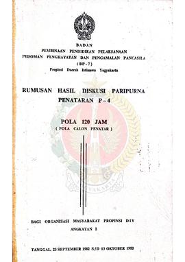 Rumusan Hasil Diskusi Paripurna Penataran P-4 Pola 120 Jam (Pola Calon Penatar) bagi Organisasi M...