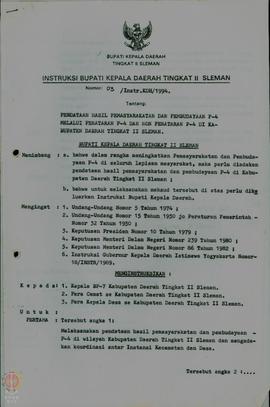 Instruksi Bupati Kepala Daerah Tingkat II Sleman No.  03/Instr.KDH/1994 Tanggal 24 Mei tentang Pe...