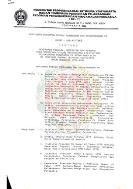Surat Keputusan Pemimpin Proyek Pembinaan dan Pengembangan P-4 Nomor: 188.43/1546 tentang Penetap...