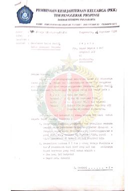 Surat dari Ketua Pembinaan Kesejahteraan Keluarga (PKK) Tim Penggerak Provinsi Daerah Istimewa Yo...