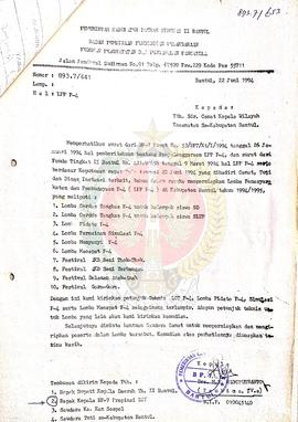 Surat dari Kepala BP-7 Pemerintah Kabupaten Daerah Tingkat II Bantul kepada Camat Kepala Wilayah ...