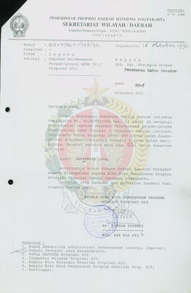 Surat dari Kepala Biro Bina Penyusunan Program Setwilda Provinsi Daerah Istimewa Yogyakarta kepad...