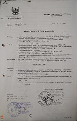 Salinan Surat Keputusan Menteri Penerangan Republik Indonesia Nomor : 1504/SK/KP/ 1998 tentang ke...