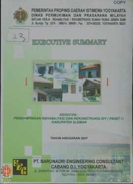 Executive Summary, Kegiatan Pendampingan Rehabilitasi dan Rekonstruksi Daerah Istimewa Yogyakarta...