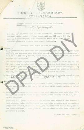 Surat Keputusan Gubernur DIY No. 13/Id2/KPTS/1988 tentang pemberian ijin penjualan tanah Kas Desa...