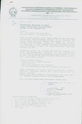 Berkas surat dari Kepala BP-7 Daerah Istimewa Yogyakarta Bapak Drs. Samirin kepada para Bupati/Wa...