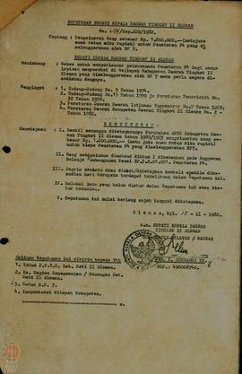 Keputusan Bupati Kepala Daerah Tingkat II Sleman No 179/Kep.  KDH/1982 Tanggal 15 November tentan...