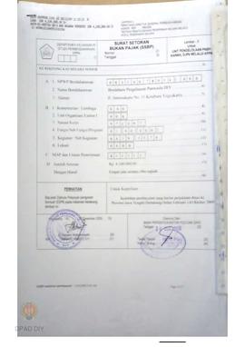 Surat setoran bukan pajak (SSBP) tahun 2009.