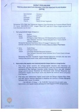 Surat Perjanjian Penyaluran Bantuan Rehabilitasi dan Rekonstruksi Rumah (SPPB),  Nama Kelompok So...