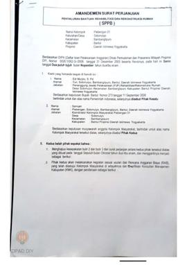 Surat Perjanjian Penyaluran Bantuan Rehabilitasi dan Rekonstruksi Rumah (SPPB), Rusak Berat, Nama...