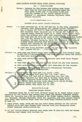 Surat keputusan Gubernur Kepala Daerah DIY, no. 83/HAK/KPTS/1979 tanggal 27 Nopember 1979 tentang...