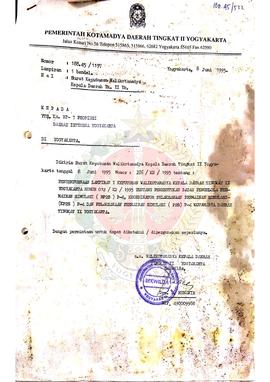 Surat Keputusan Walikotamadya Kepala Daerah Tingkat II Yogyakarta Nomor: 376/KD/1995 tentang Peny...