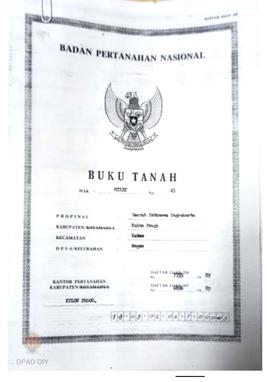 Buku Hak Milik tanah No. 42 dan 43 atas nama KGPAA Pakualam VIII di Kecamatan Wates Desa Sogan