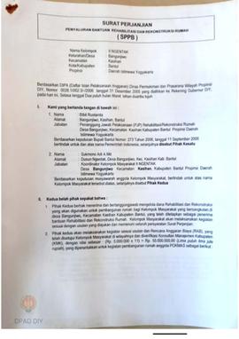 Surat Perjanjian Penyaluran Bantuan Rehabilitasi dan Rekonstruksi Rumah (SPPB), Nama Kelompok Nge...