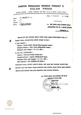 Surat Bupati /Ketua PPD TK.II Kab. Kulon Progo No. 11/LC.2/II/1982 tanggal 1 Februari 1982 kepada...