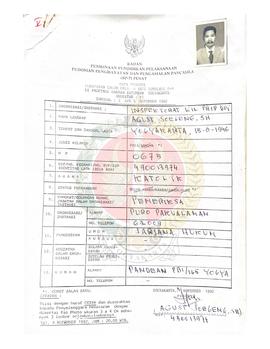 Data peserta penataran calon pelatih inti Simulasi P-4 di Provinsi Daerah Istimewa Yogyakarta ang...