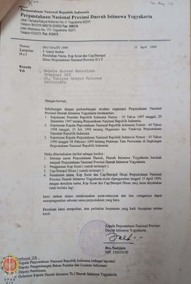 Surat dari Kepala Perpustakaan Nasional Provinsi Daerah Istimewa Yogyakarta kepada Kepala Kantor ...