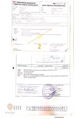 Surat Perintah Pencairan Dana kepada Bendahara Satker Dinas Permukiman dan Prasarana Wilayah Prov...