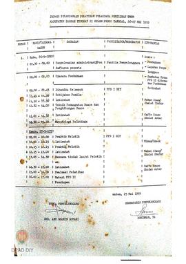 Jadwal pelaksanaan pelatihan pelaksana pemilihan umum Kabupaten Daerah Tingkat II Kulon Progo tan...