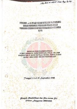 Berkas surat perihal pelaksanaan penataran P-4 Pola 120 jam (calon penatar) Angkatan XLII dan Ang...