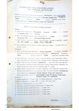 Surat Keputusan Gubernur Kepala Daerah DIY No. 23/Idz/KPTS/1985 tanggal 10 Januari 1986 tentang P...