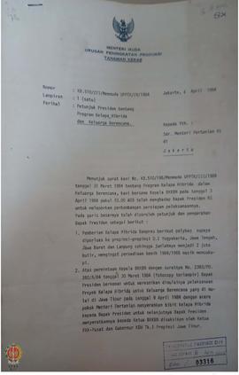Surat Nomor KB.510/211/Menmuda UPPTK/IV/1984 tertanggal 4 April 1984 dari Menteri Muda Urusan Pen...