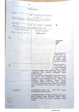 Keputusan Panitia Pengawas Pemilihan Umum Kabupaten Sleman, No. 17 b/SK Panwaslu-Sleman/2009, ten...