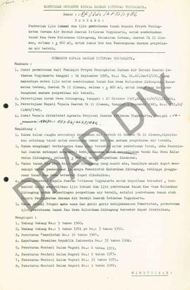 Surat Keputusan Gubernur Kepala Daerah Istimewa Yogyakarta  Nomor : 182/ldz/KPTS/1986 tentang pem...