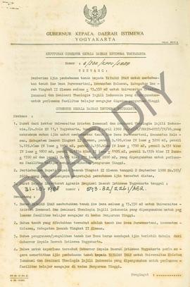 Surat Keputusan Gubernur Kepala Daerah Istimewa Yogyakarta           Nomor : 3/ldz/KPTS/1989 tent...