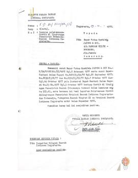 Surat Wakil Kepala Daerah Provinsi DIY No. K1/ I. 30/ 2781/ Rhs/ 78 kepada Ketua Opstibda Jateng ...