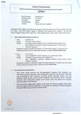 Surat Perjanjian Penyaluran Bantuan Rehabilitasi dan Rekonstruksi Rumah (SPPB), Nama Kelompok Kem...