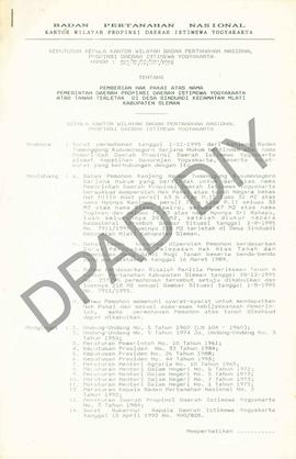 Surat Keputusan Kepala Kantor Wilayah Badan Pertanahan Nasional Provinsi DIY. No : 723/SK / HP / ...