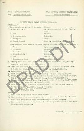 Surat Keputusan Gubernur Kepala  Daerah Istimewa Yogyakarta Nomor: 450/SK/HGB/BPN/1991 tanggal 4 ...