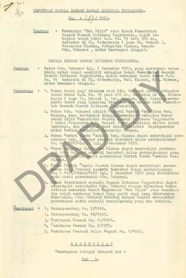 Surat Keputusan Kepala Daerah DIY, no. 297/1973 tanggal 28 Juli 1973 tentang pemberian Hak Milik ...