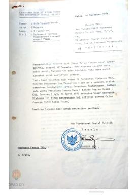 Surat Sub Dit Sospol Kabupaten Kulon Progo No. 1174 /Sospol/3/1981 kepada Wakil Gubernur Provinsi...