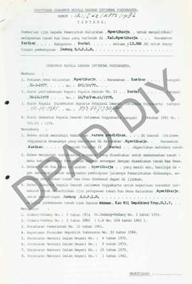 Surat Keputusan Gubernur DIY No. 212/Id2/KPTS/1986 tentang pemberian ijin kepada Pemerintah Kalur...