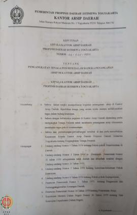 Surat Keputusan Kepala Kantor Arsip Daerah Provinsi Daerah Istimewa Yogyakarta Nomor 06/KEP/2000 ...